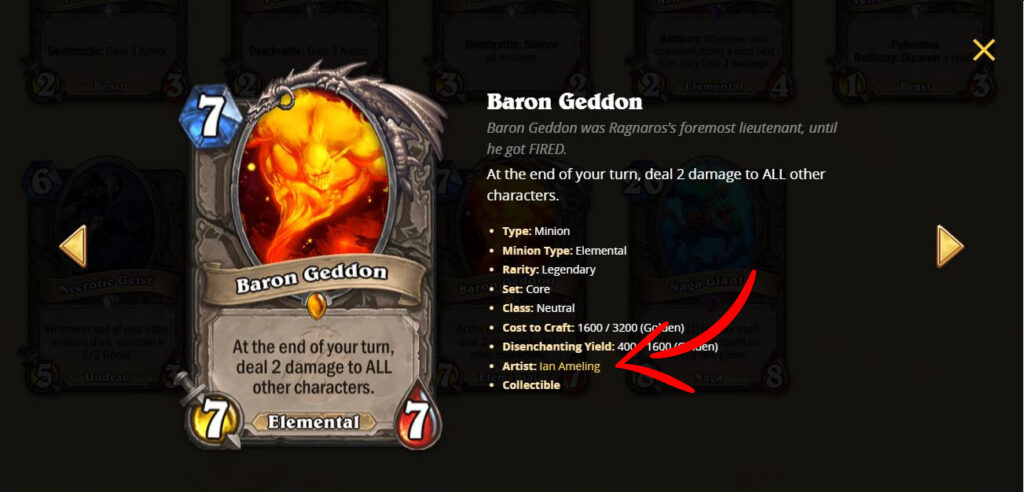 How to filter for artists in Hearthstone's card library - Image via esports.gg