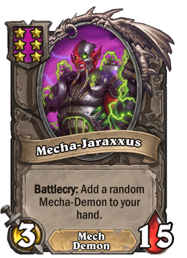 Mecha-Jaraxxus can grant Windfury to a Mech or Demon buffed by Tea Master Theotar.