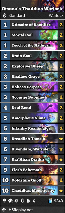 Thaddius Warlock Hearthstone deck