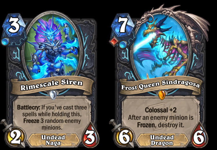 Rimescale Siren and Frost Queen Sindragosa from the Hearthstone Return to Naxxramas March of the Lich King Mini-Set
