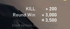 200 credits were gained for kills. 3000 credits were gained for a round win. It shows the total of 3500 credits on the round.