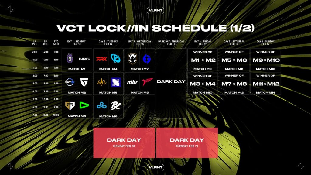The final match of VCT LOCK//IN day one will move to the end of day three.