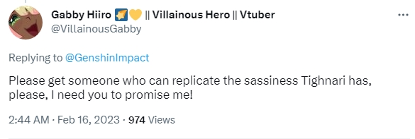 Reponse on Twitter to Tighnari voice actor recast