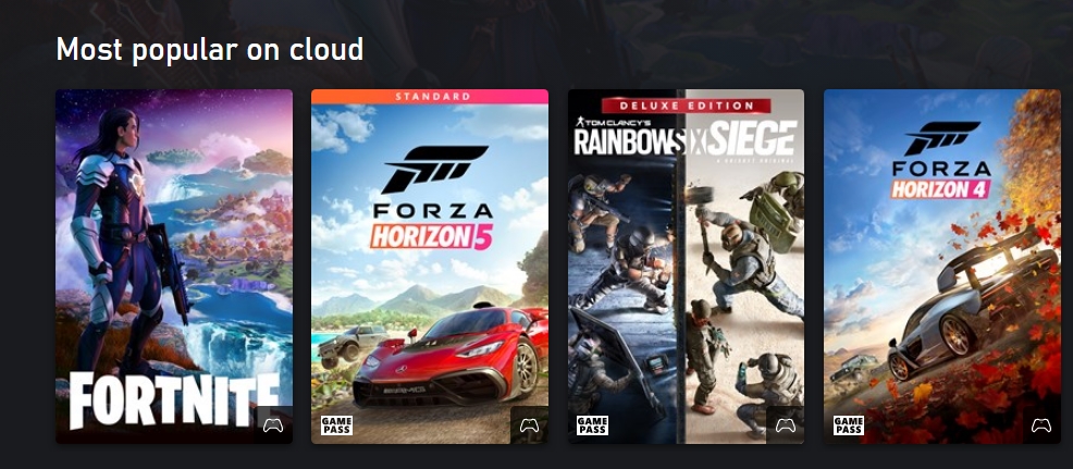 Fortnite is currently the most popular title on XBOX Cloud Gaming