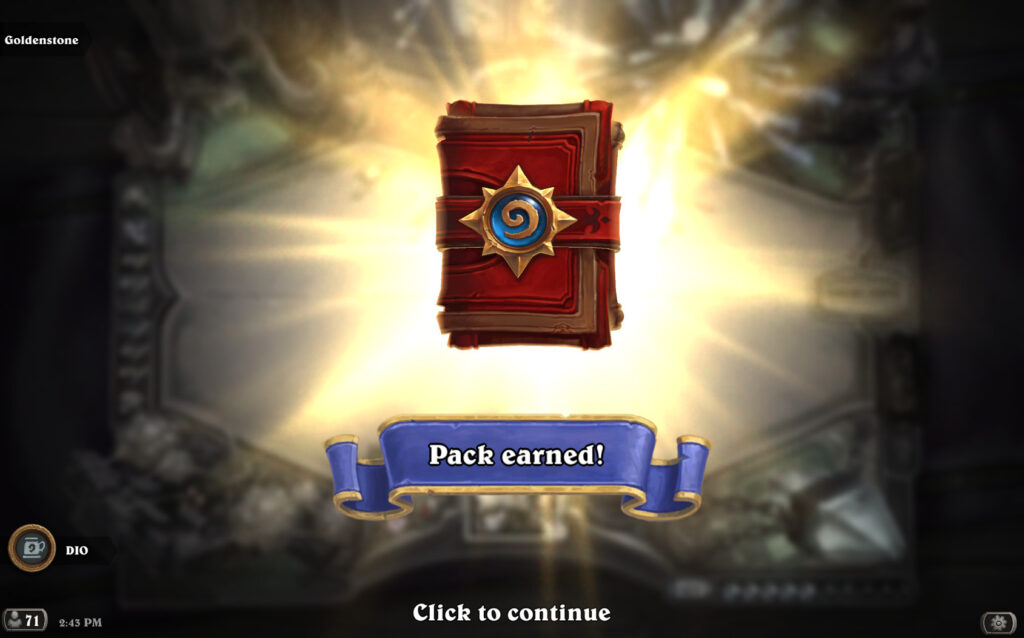 Achieve victory for a free card pack