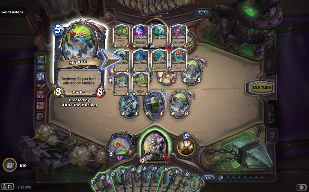 Megafin fills your hand with random Murlocs