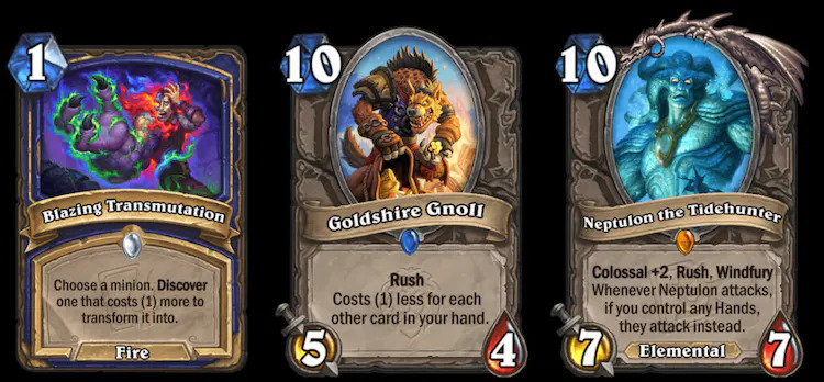 Blazing Transmutation, Goldshire Gnoll, and Neptulon the Tidehunter