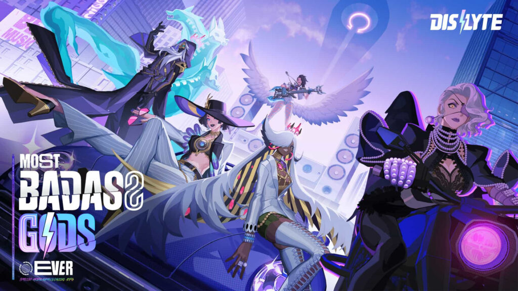 Dislyte artwork featuring Hyde, Clara, Cecilia, Brynn, and Raven