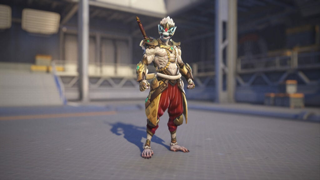The legendary Divine Monkey Genji skin in Overwatch 2 