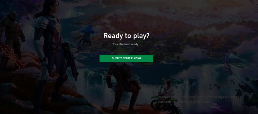 Fortnite on XBOX Cloud Gaming is also accessible via WIndows