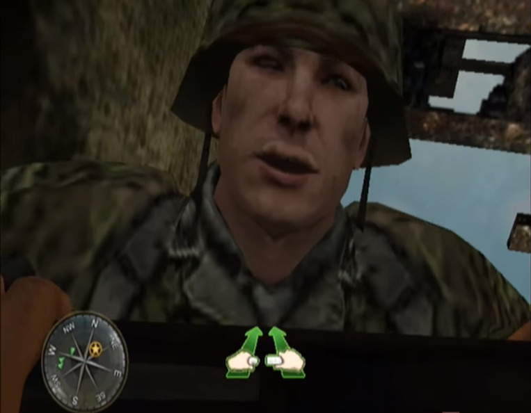 The motion controls were used in the Wii Remote and Nunchuck as part of Call of Duty 3 on the Wii. Photo via Call of Duty.