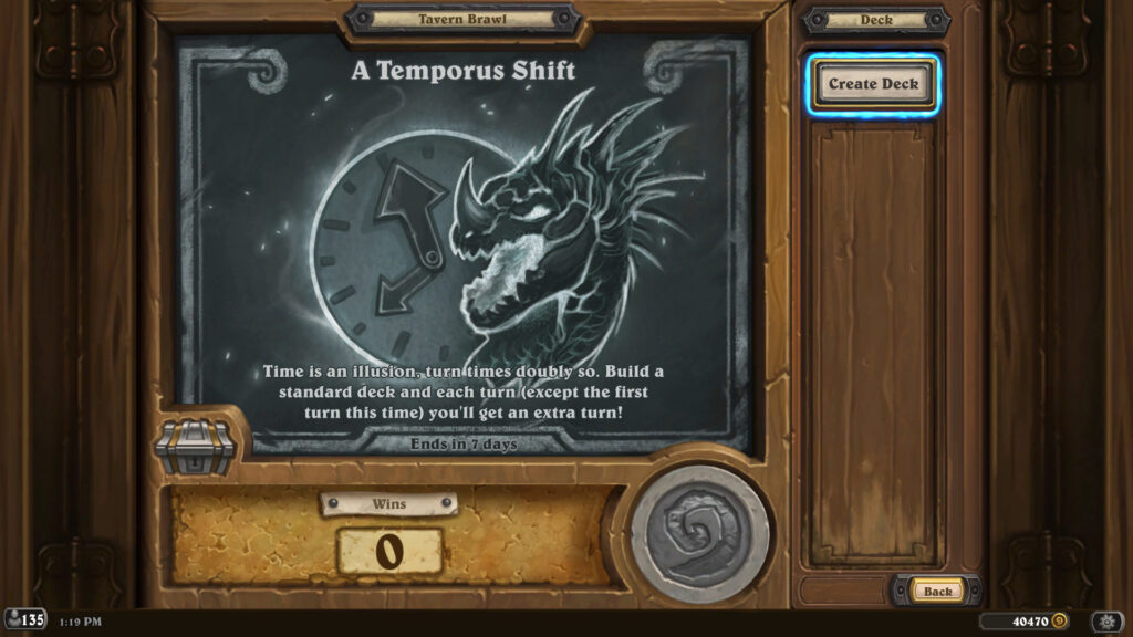 A Temporus Shift, Hearthstone Tavern Brawl decks