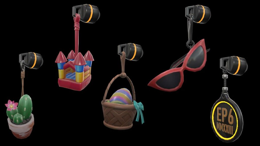 The Desert Rose, Bounce House, Egg in a Basket, Cat-Eye, and Ep 6.2 Coin gun buddies.