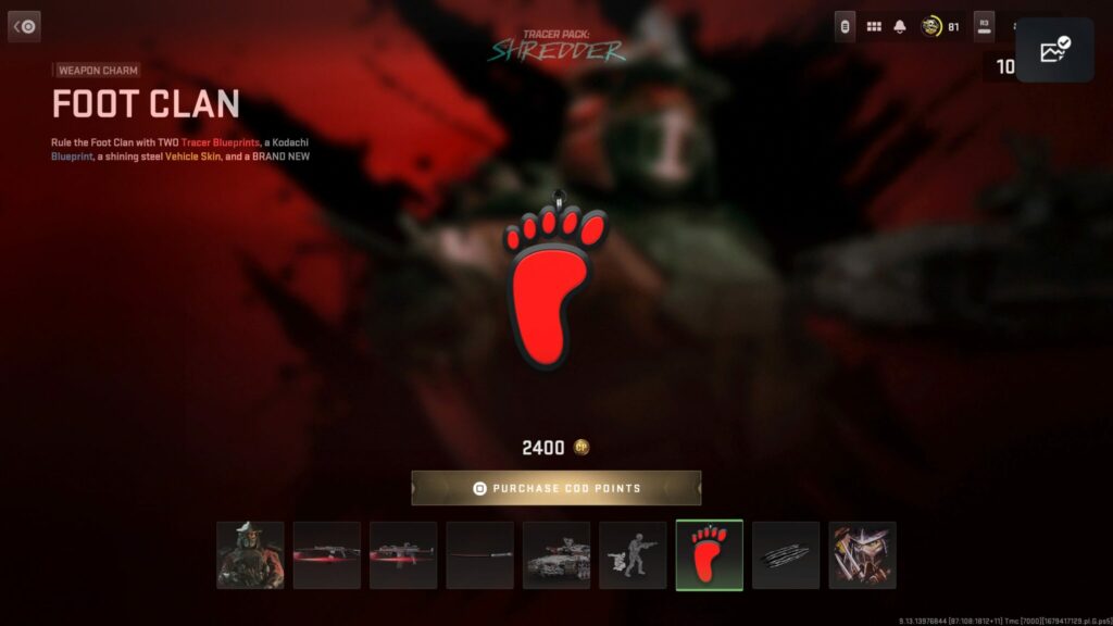 A look at the Foot Clan weapon charm.