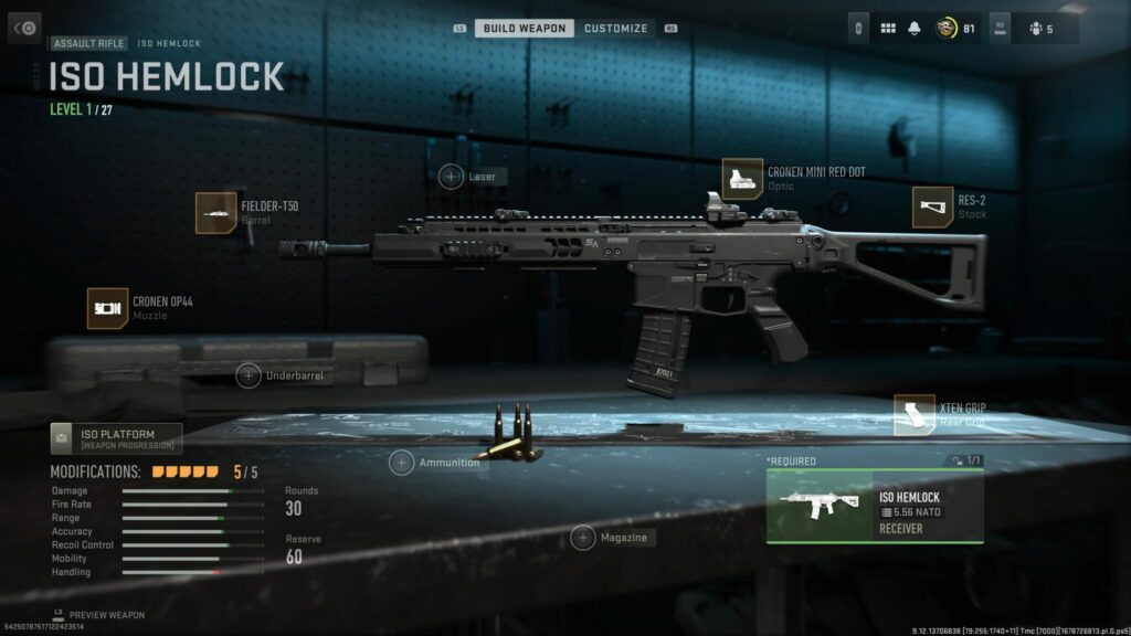 The five attachments are shown that make the best loadout in MW2 for the ISO Hemlock.