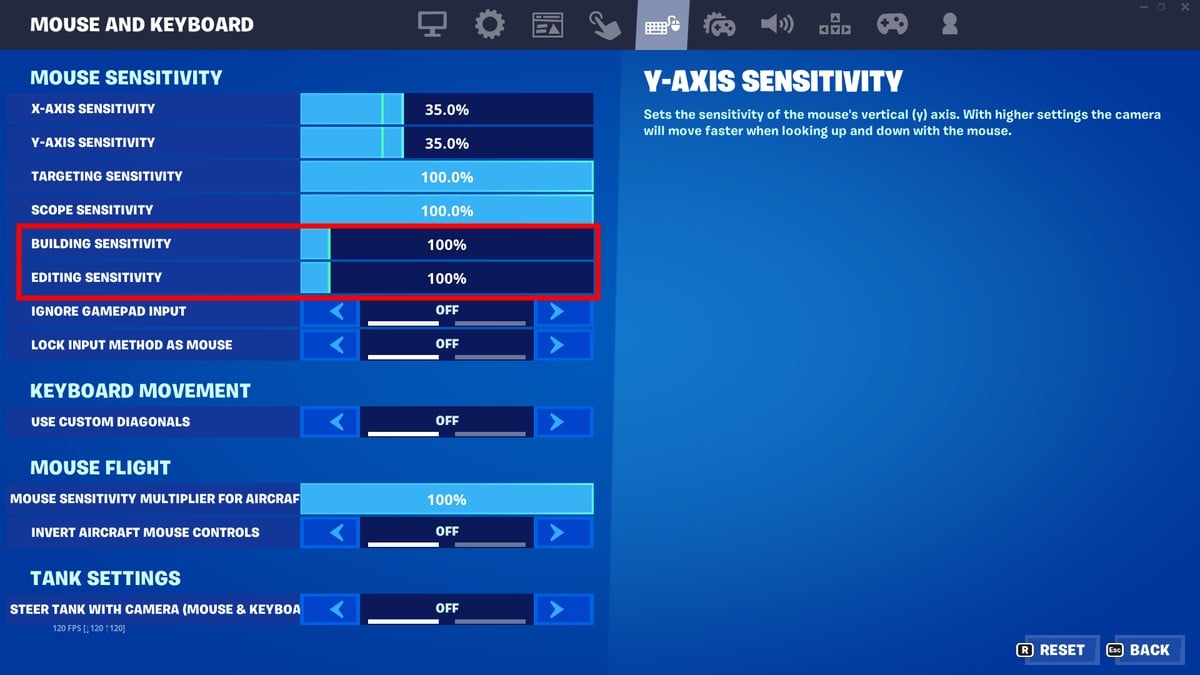 How to change Fortnite building and editing sensitivity on mouse and keyboard