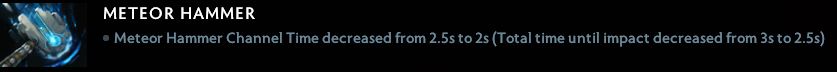 Update on Meteor Hammer channeling time in the 7.32e patch (Image via Dota client)