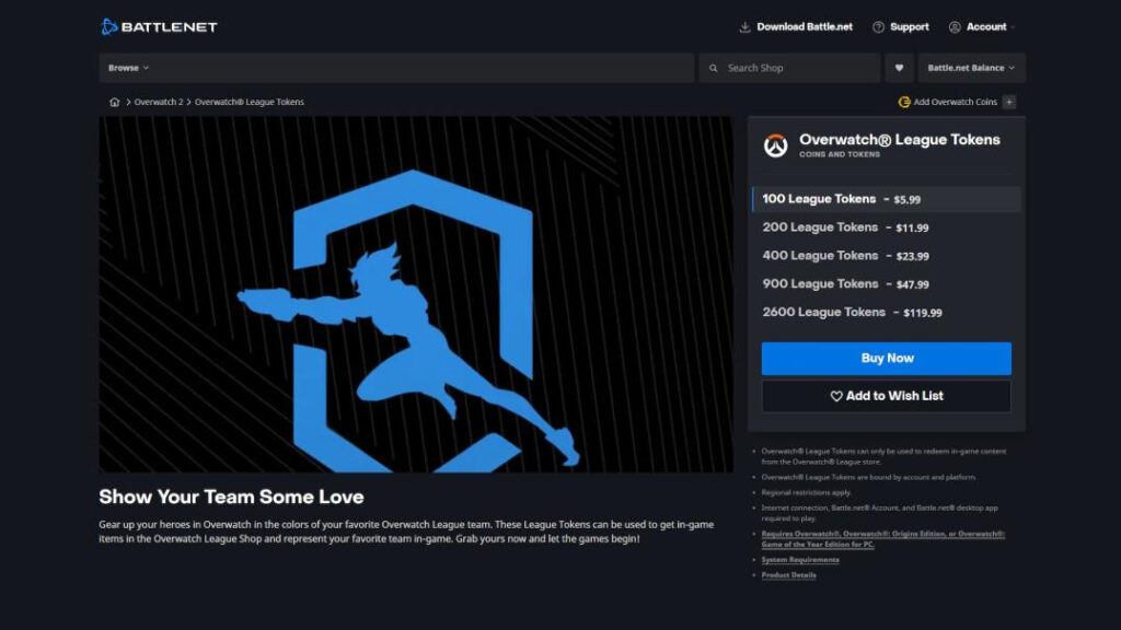 Overwatch League tokens price in USD