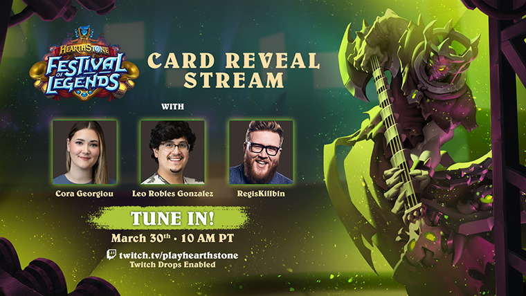 Hearthstone Festival of Legends card reveal stream information 