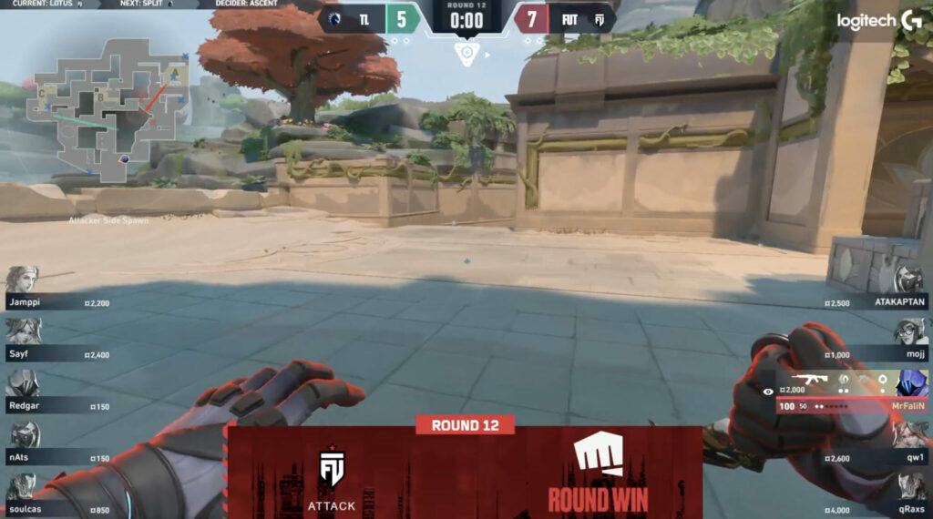 TL vs FUT on Lotus, an early lead for FUT but TL kept it tight - Image via VALORANT EMEA