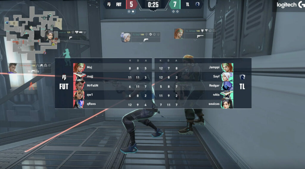 Half time in Map 2 for TL vs FUT - Image via VALORANT EMEA