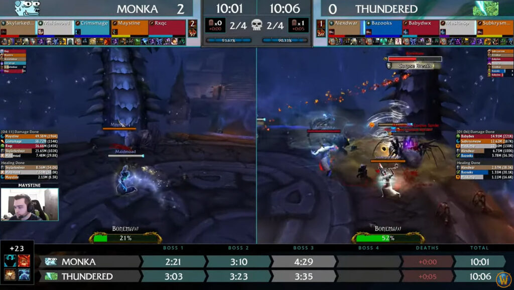 Monka and Thundered during the World of Warcraft Mythic Dungeon International