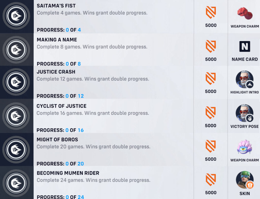 Overwatch One Punch Man challenges and rewards