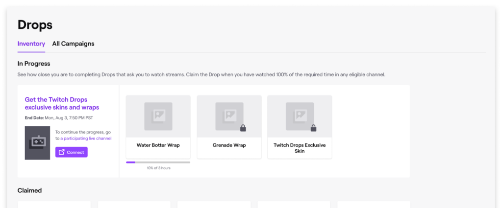 Twitch drops location