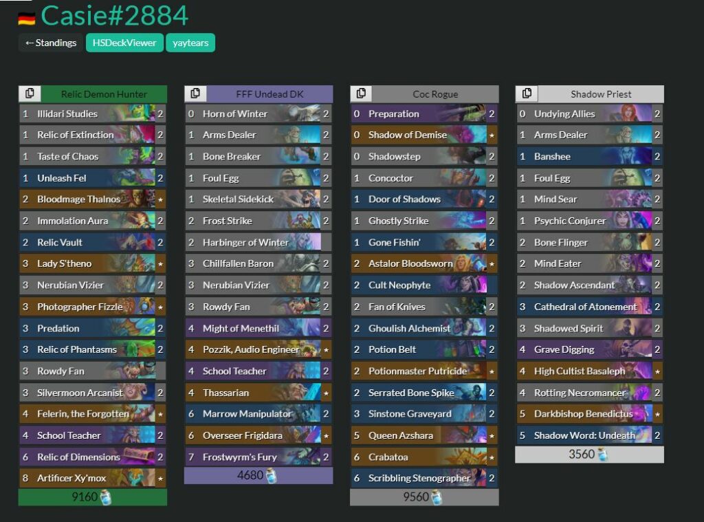 Hearthstone Spring Championship decks