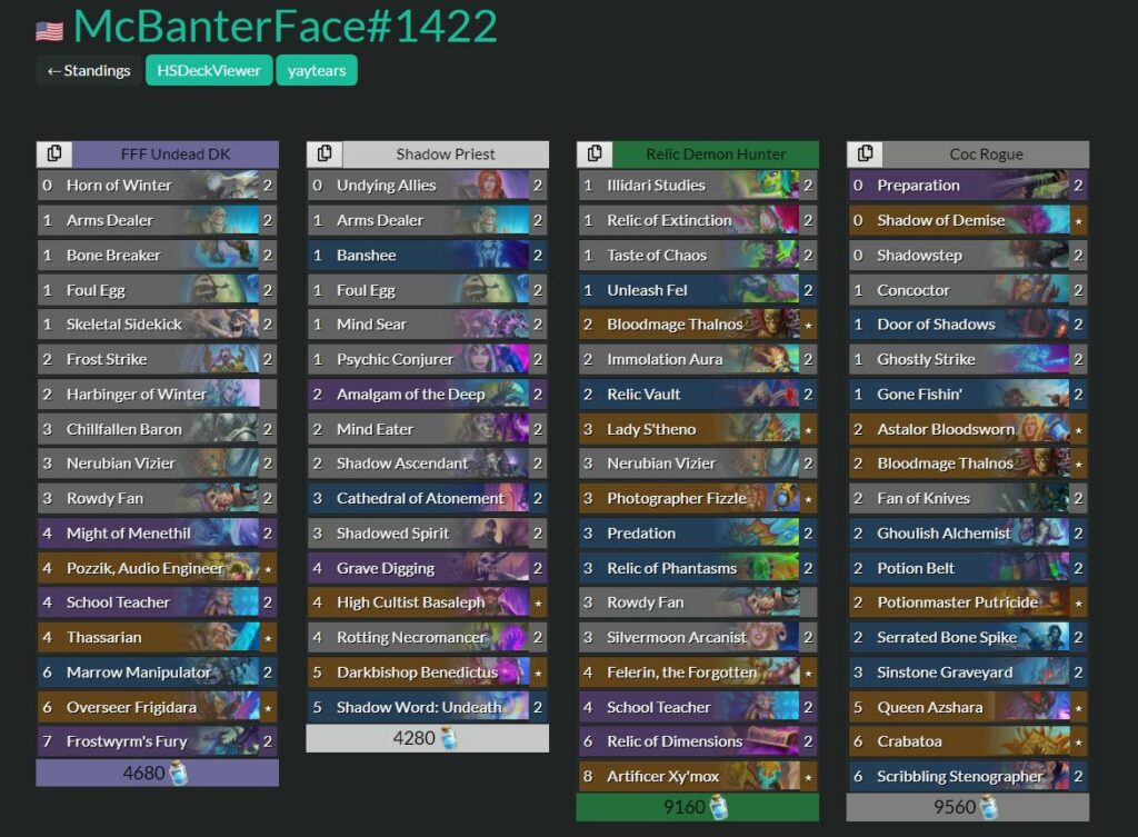 Hearthstone Spring Championship decks