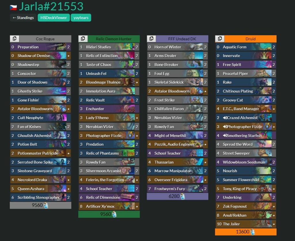 Hearthstone Spring Championship decks
