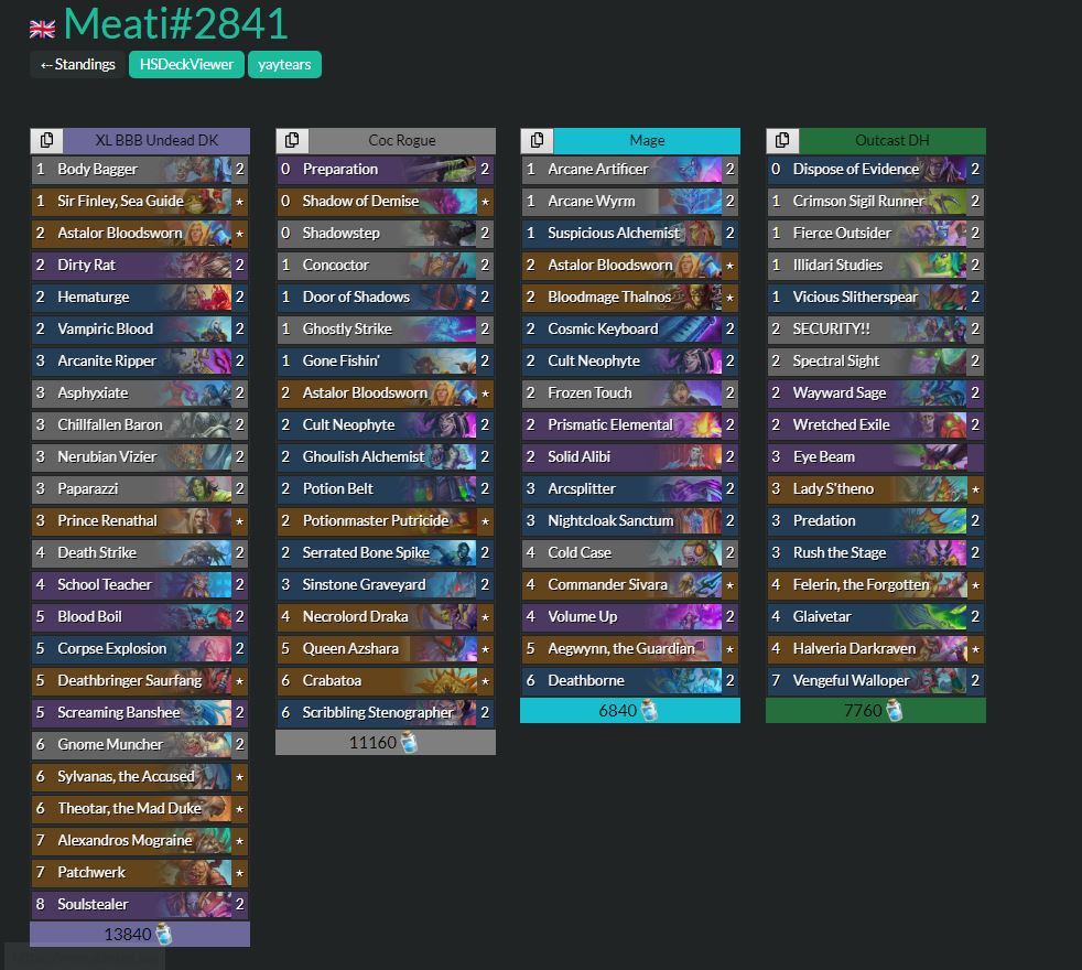 Hearthstone Spring Championship decks