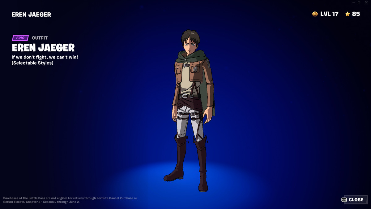 How to unlock Eren Jaeger in Fortnite: All Quests explained