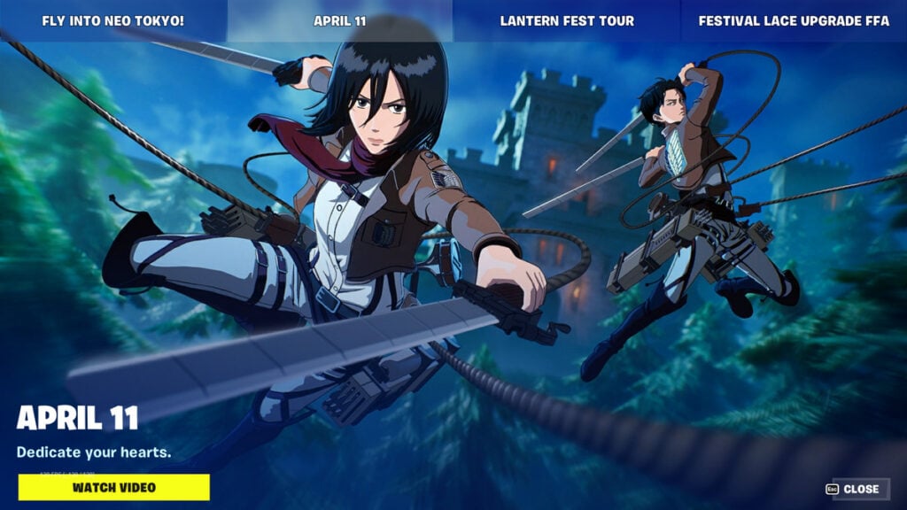 Fortnite x Attack on Titan: Mikasa and Levi release date revealed