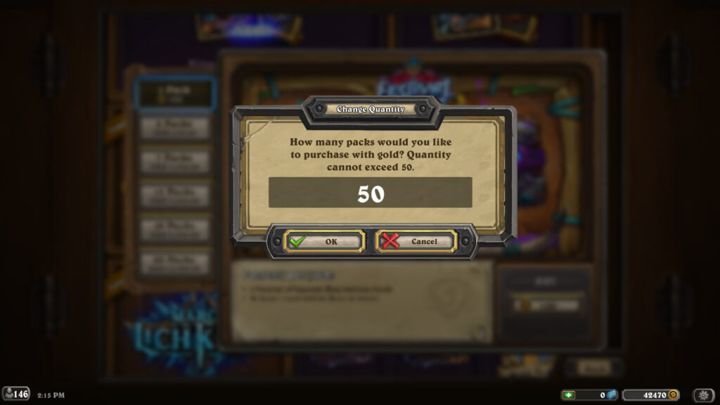 Buy multiple Hearthstone packs with gold - Image via esports.gg