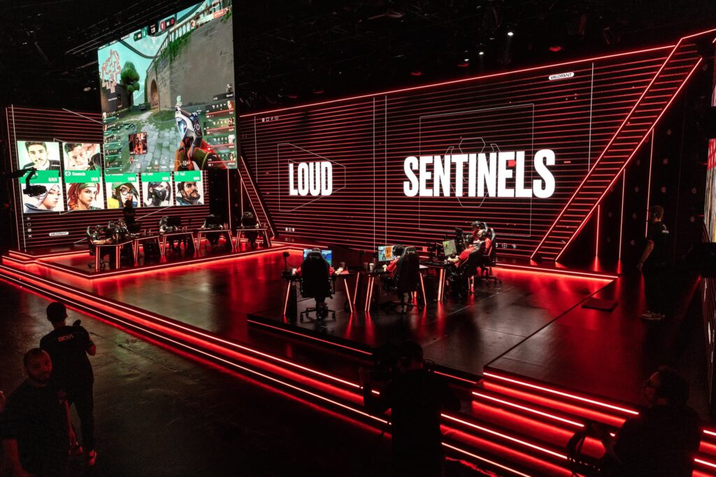 LOUD and Sentinels, coached by Kaplan, compete during Week 4 of 2023 VCT Americas at the Riot Games Arena on April 21, 2023.
