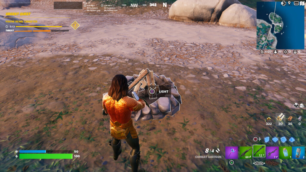 Lighting a campfire in Fortnite