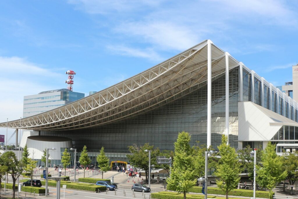 A view of Makuhari Messe from across the street, which is the venue that will host the final two days of the VCT Masters Tokyo 2023 schedule.