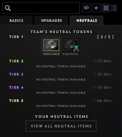 New Dota 2 neutral item user interface