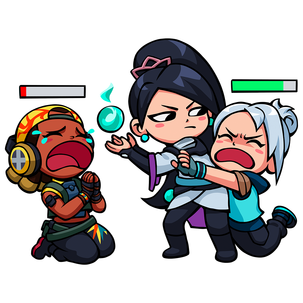 The Not Your Healer Spray from the VALORANT Episode 6 Act 3 Battlepass.