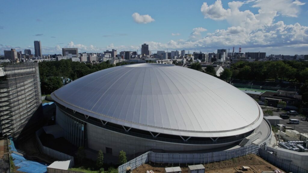 A view of Tipstar Dome Chiba from the sky, which is the venue that will host the majority of the VCT Masters Tokyo 2023 schedule.