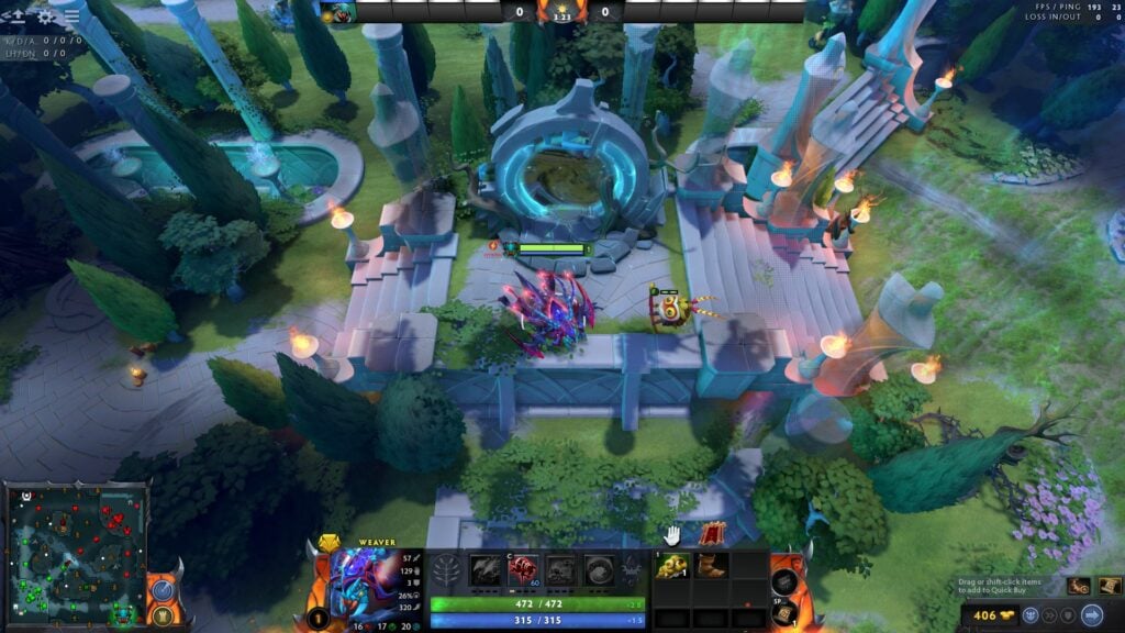 Warding spot right on top of the new Dota 2 Radiant Twin Gate