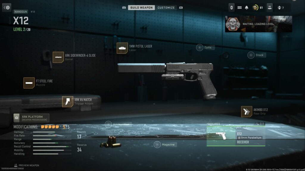 All five attachments for the X12's best loadout in MW2 are shown and their subsequent statistic changes for the weapon.