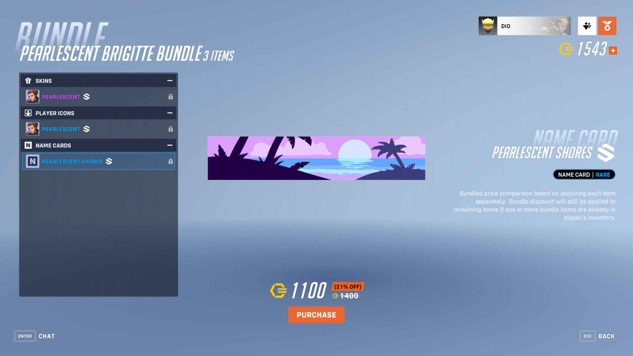 Pearlescent Shores name card