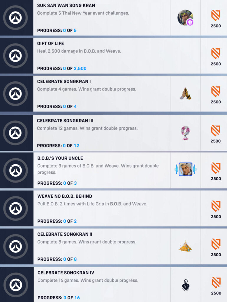 Overwatch 2 Thai New Year challenges