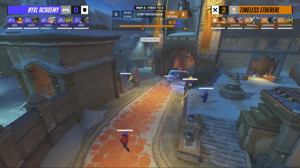 Timeless Ethereal versus NYXL Academy in the Calling All Heroes Raidiant Heroes Major 1 tournament