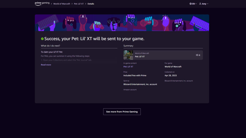 Prime Gaming World of Warcraft loot 