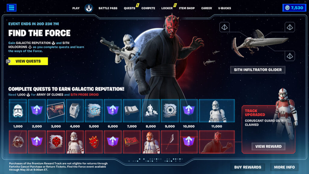 Fortnite Find the Force tab in-game