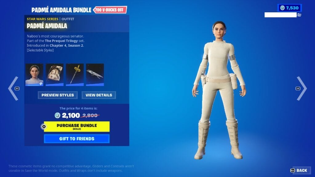 Fortnite x Star Wars Padme skin