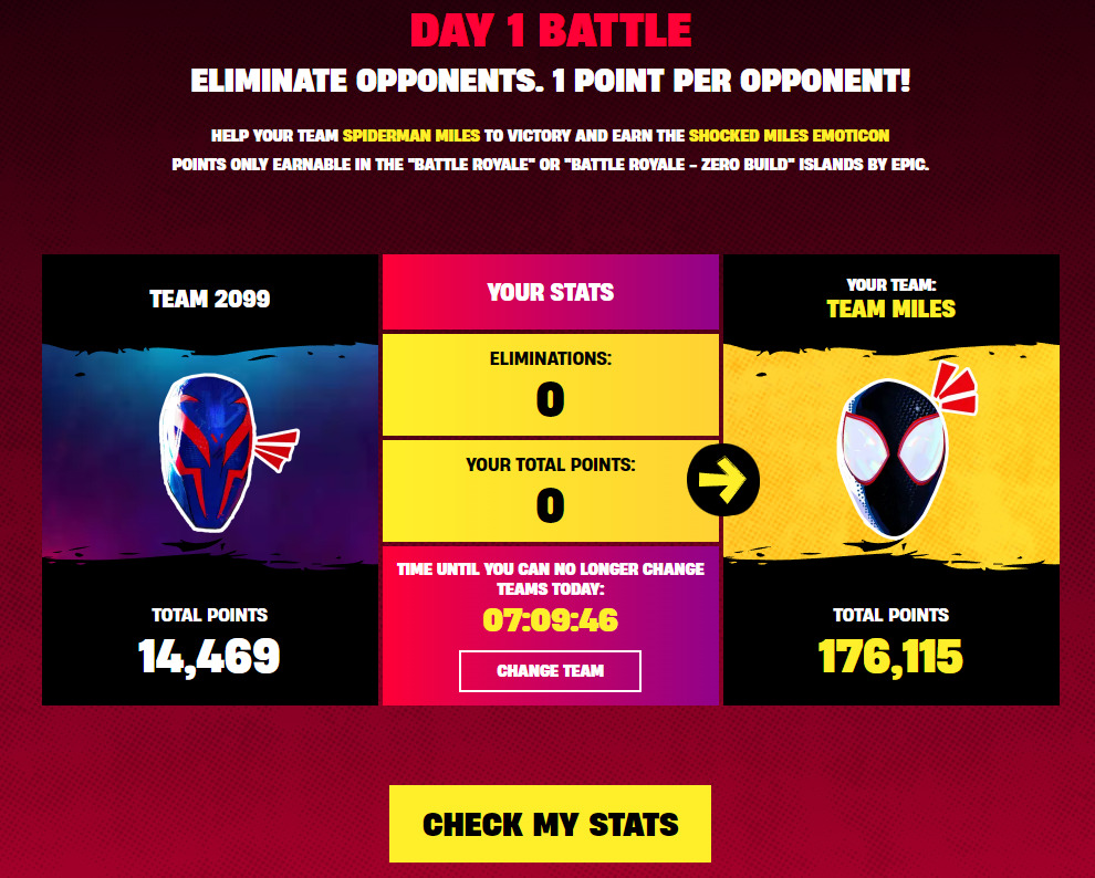 Fortnite Web Battles scoreboard